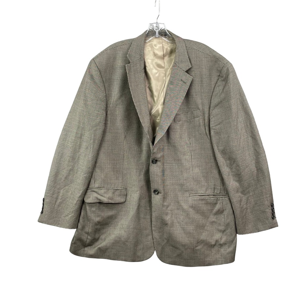 Stafford Sport Coat Mens 48R Tan Houndstooth Blazer Two Button Corpcore Classic
